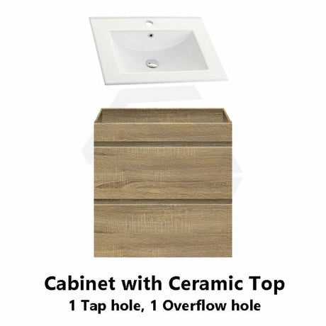 600-1500Mm Wall Hung Bathroom Vanity Timber Wood Grain Drawers Cabinet Only&Ceramic/Poly Top