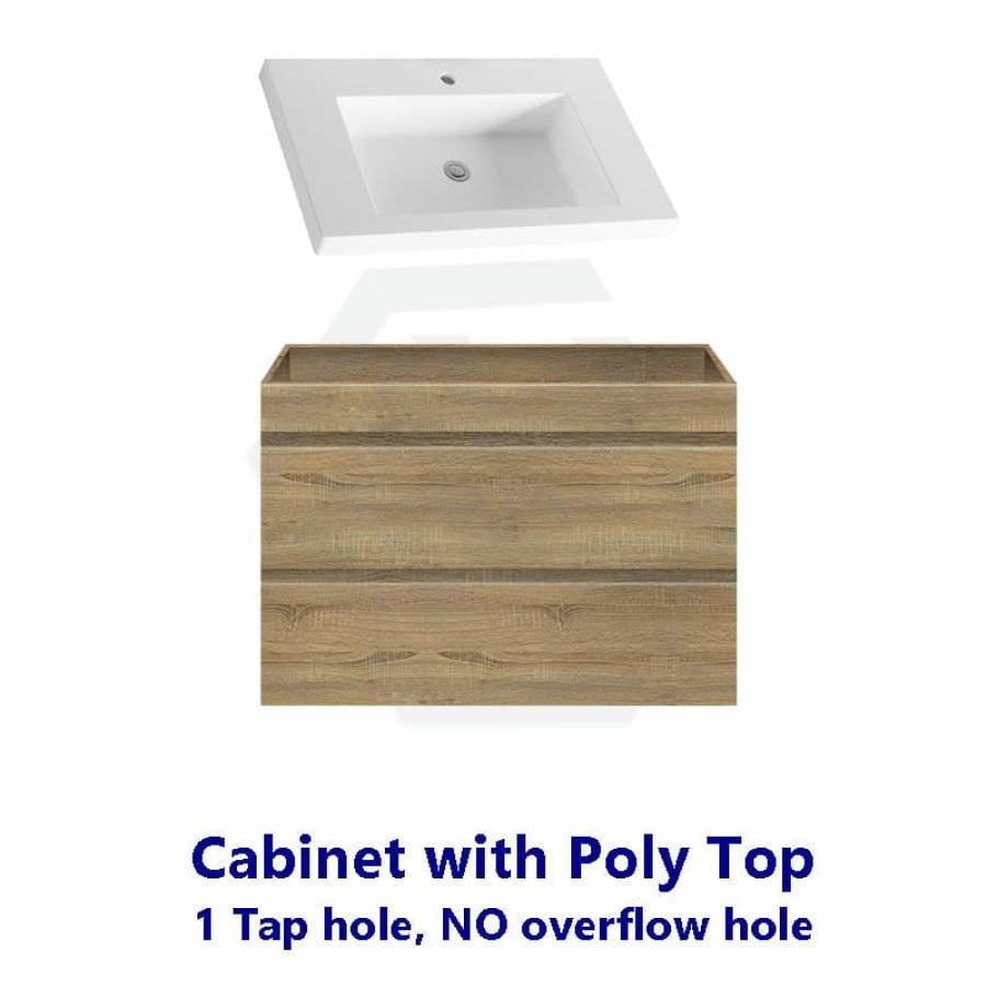 600-1500Mm Wall Hung Bathroom Vanity Timber Wood Grain Drawers Cabinet Only&Ceramic/Poly Top