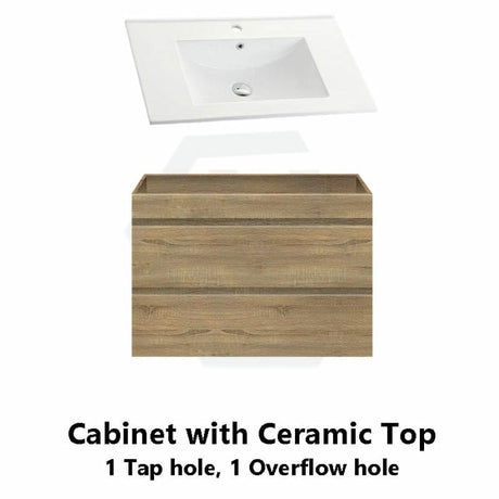 600-1500Mm Wall Hung Bathroom Vanity Timber Wood Grain Drawers Cabinet Only&Ceramic/Poly Top