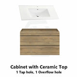 600-1500Mm Wall Hung Bathroom Vanity Timber Wood Grain Drawers Cabinet Only&Ceramic/Poly Top