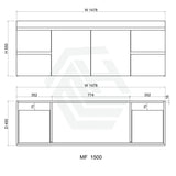 600-1500Mm Wall Hung Bathroom Vanity Timber Wood Grain Drawers Cabinet Only&Ceramic/Poly Top