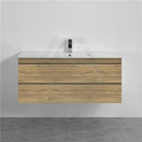 600-1500Mm Wall Hung Bathroom Vanity Timber Wood Grain Drawers Cabinet Only&Ceramic/Poly Top