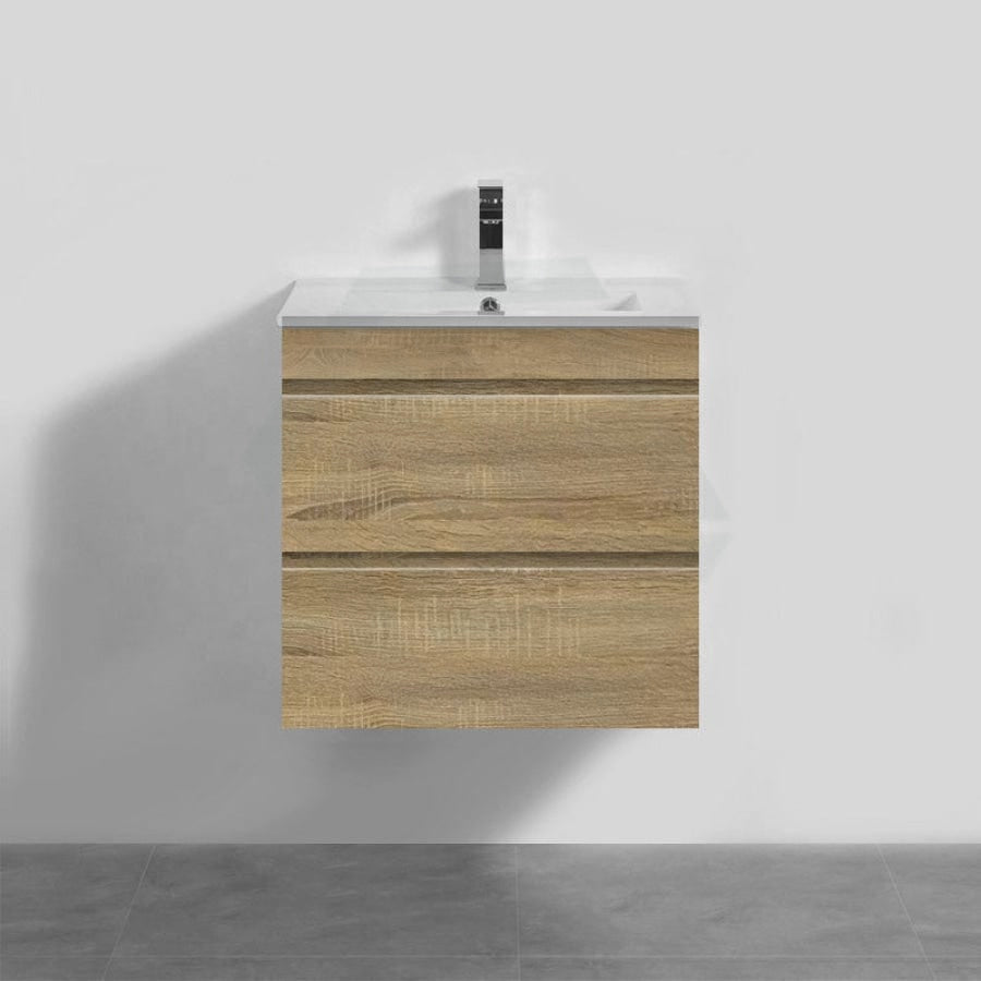 600-1500Mm Wall Hung Bathroom Vanity Timber Wood Grain Drawers Cabinet Only&Ceramic/Poly Top