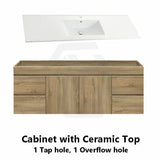 600-1500Mm Wall Hung Bathroom Vanity Timber Wood Grain Drawers Cabinet Only&Ceramic/Poly Top