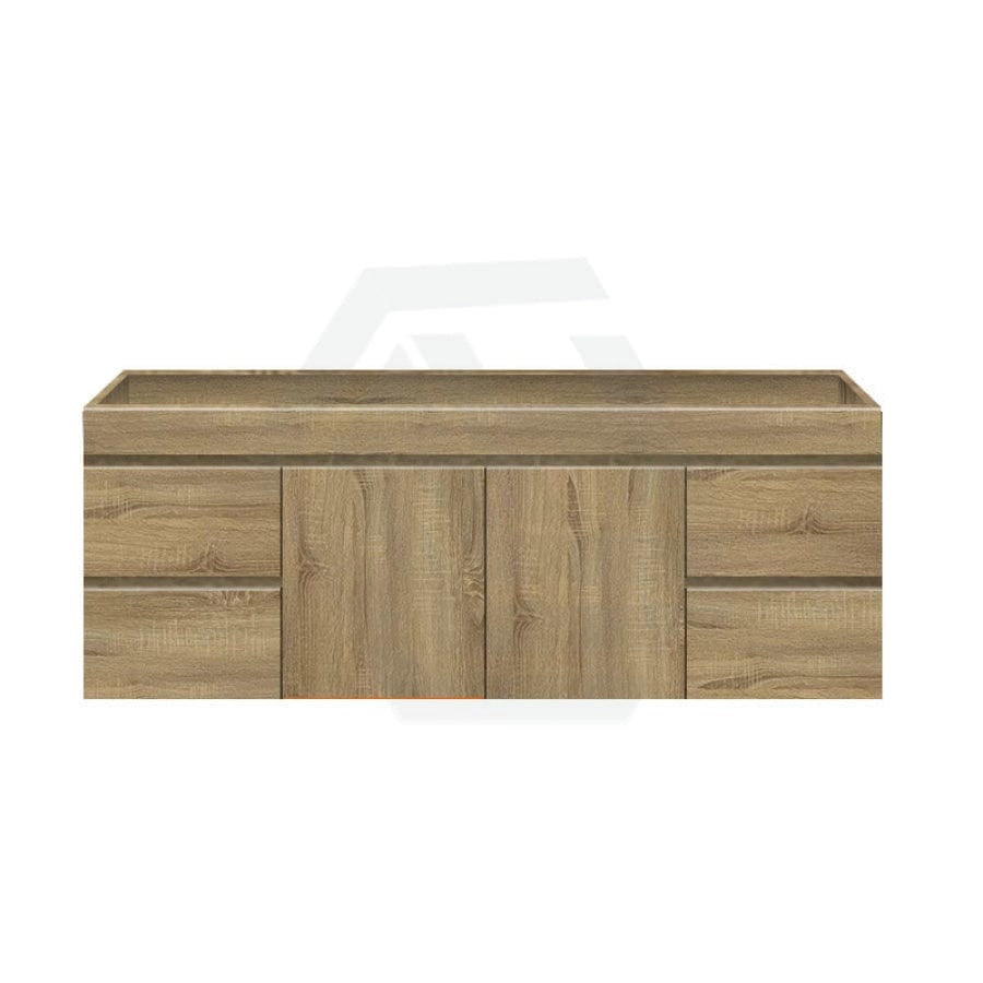 600-1500Mm Wall Hung Bathroom Vanity Timber Wood Grain Drawers Cabinet Only&Ceramic/Poly Top