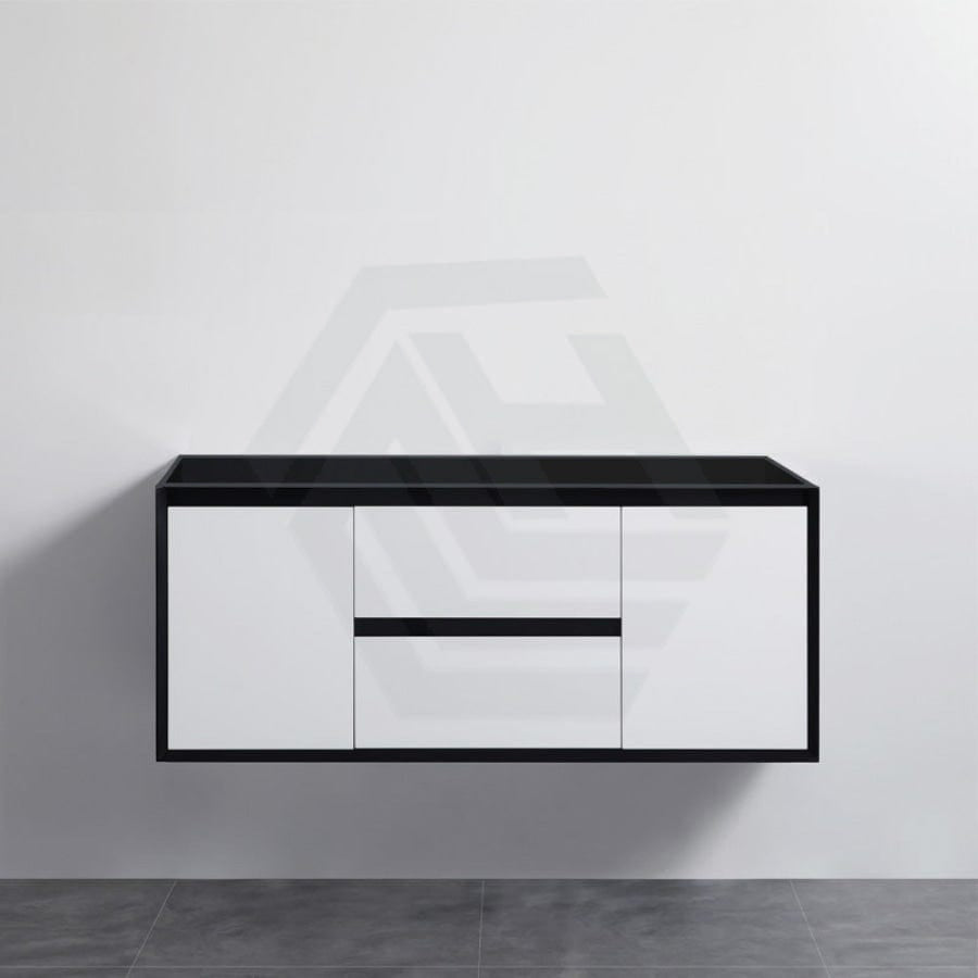 600-1500Mm Wall Hung Pvc Vanity Matt Black & White Cabinet Only For Bathroom 900Mm Vanities