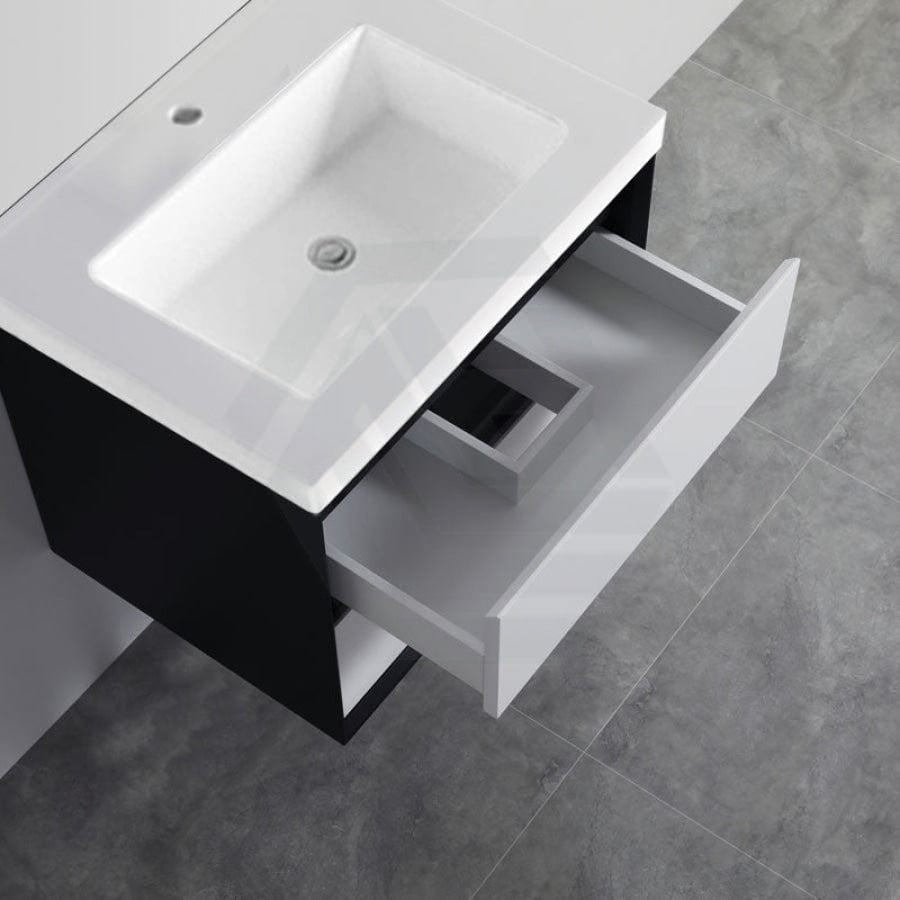 600-1500Mm Wall Hung Pvc Vanity Matt Black & White Cabinet Only For Bathroom 900Mm Vanities