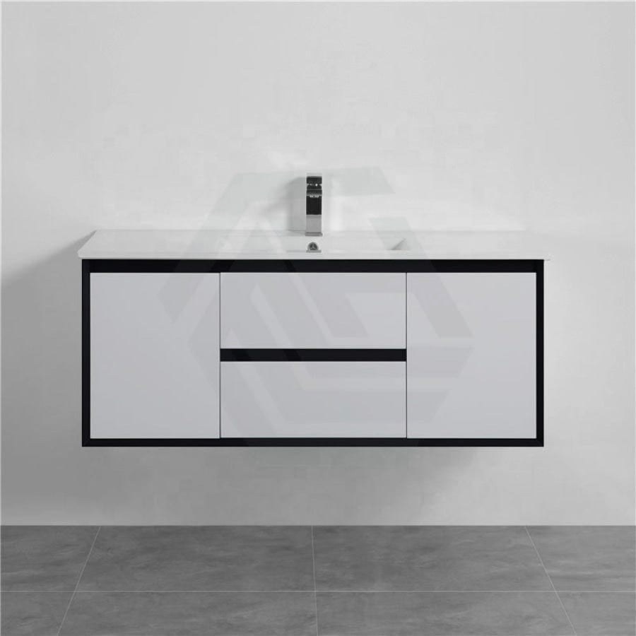 600-1500Mm Wall Hung Pvc Vanity Matt Black & White Cabinet Only For Bathroom 900Mm Vanities