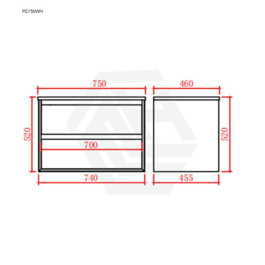 600-1500Mm Wall Hung Pvc Vanity Matt Black & White Cabinet Only For Bathroom 900Mm Vanities