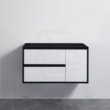 900Mm Wall Hung Pvc Vanity Matt Black & White Cabinet Only For Bathroom