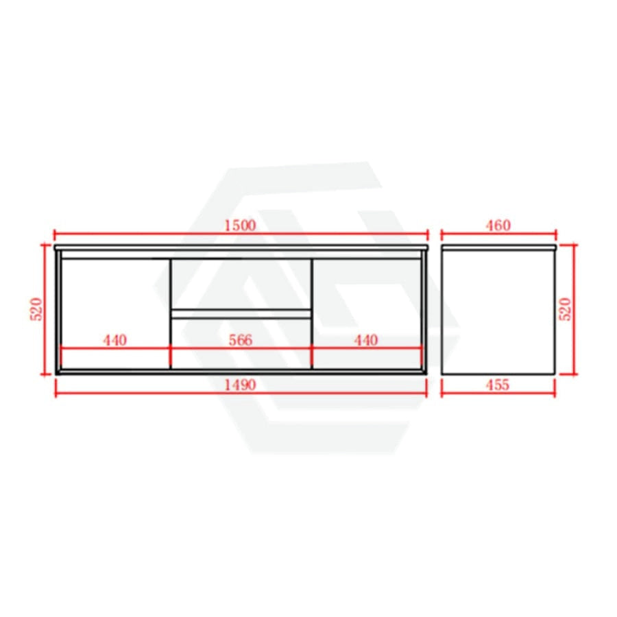 600-1500Mm Wall Hung Pvc Vanity Matt Black & White Cabinet Only For Bathroom 900Mm Vanities