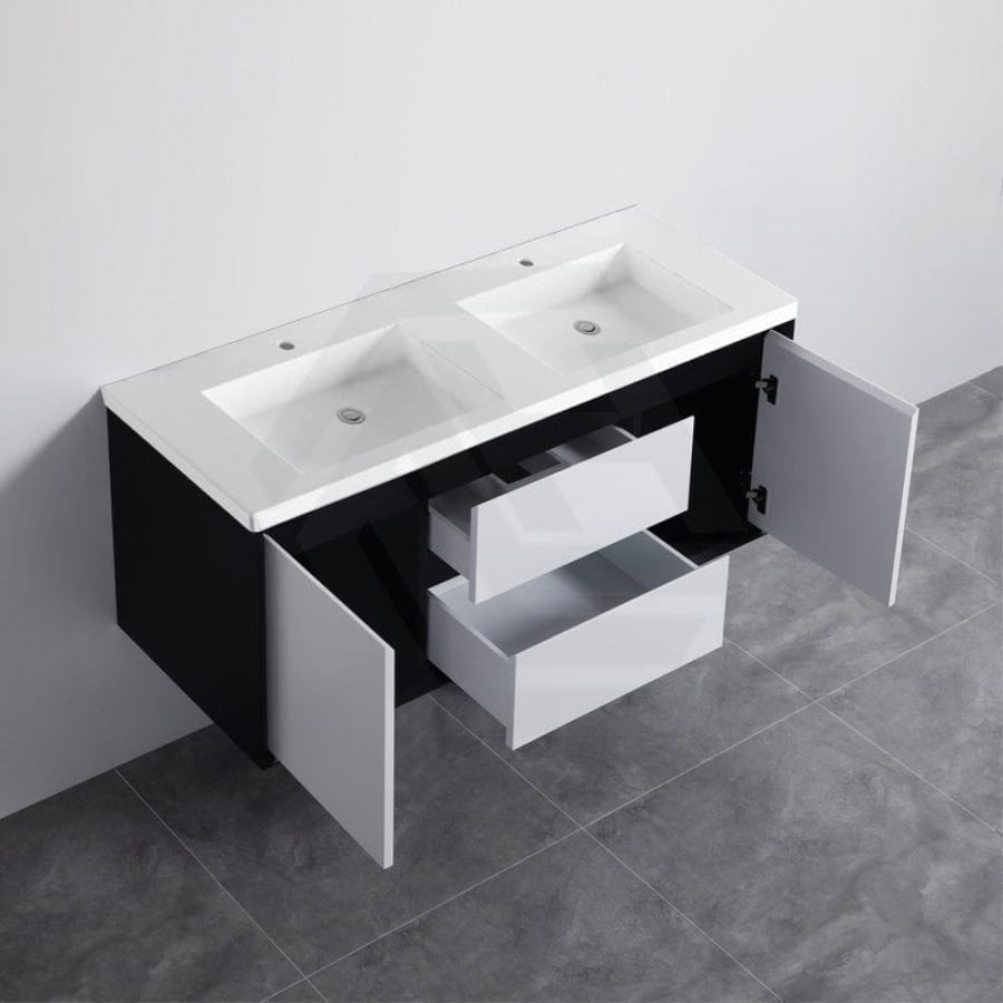 600-1500Mm Wall Hung Pvc Vanity Matt Black & White Cabinet Only For Bathroom 900Mm Vanities