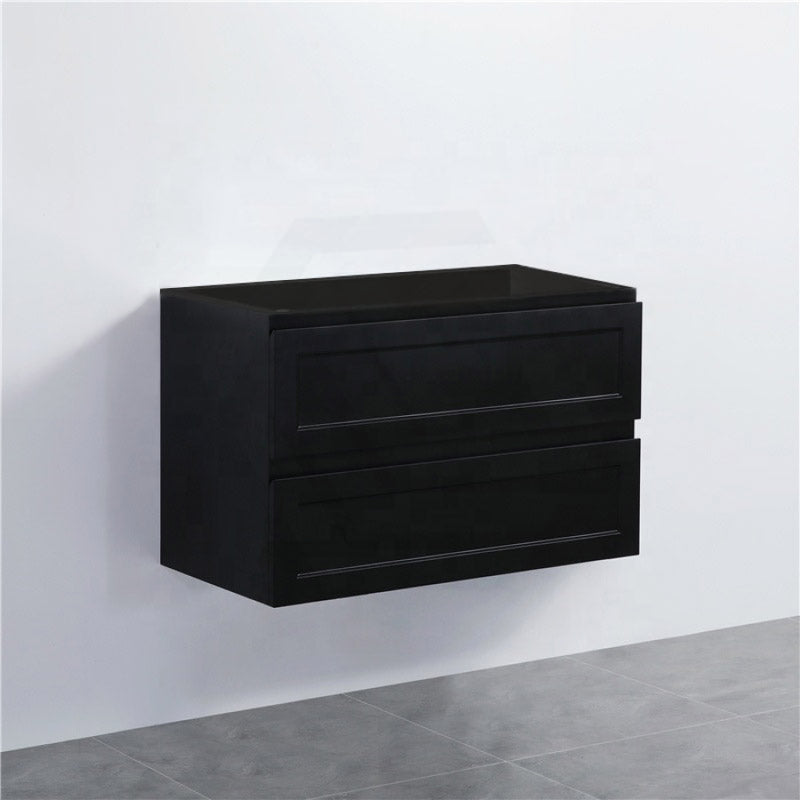 600-1500Mm Wall Hung Pvc Vanity With Matt Black Finish For Bathroom Cabinet Only&Ceramic/Poly Top