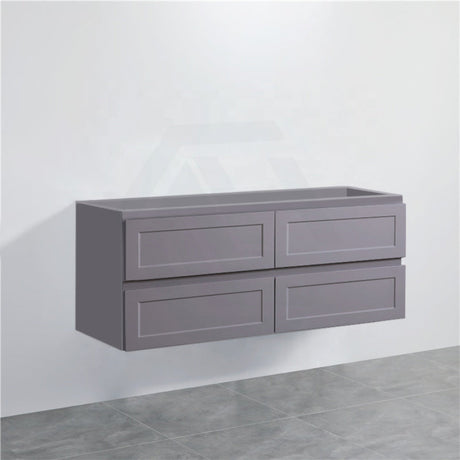 600-1500Mm Wall Hung Pvc Vanity With Matt Grey Finish For Bathroom Cabinet Only&Ceramic/Poly Top