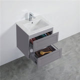 600-1500Mm Wall Hung Pvc Vanity With Matt Grey Finish For Bathroom Cabinet Only&Ceramic/Poly Top