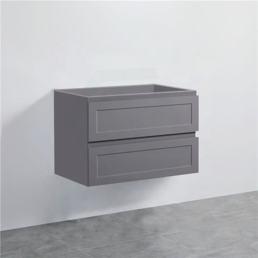 600-1500Mm Wall Hung Pvc Vanity With Matt Grey Finish For Bathroom Cabinet Only&Ceramic/Poly Top