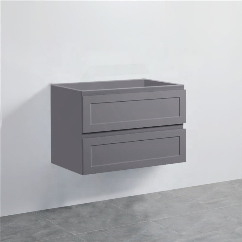 600-1500Mm Wall Hung Pvc Vanity With Matt Grey Finish For Bathroom Cabinet Only&Ceramic/Poly Top