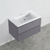 600-1500Mm Wall Hung Pvc Vanity With Matt Grey Finish For Bathroom Cabinet Only&Ceramic/Poly Top