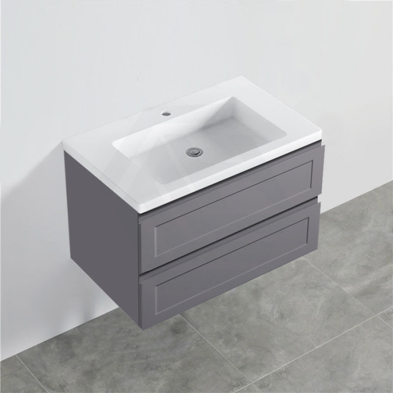 600-1500Mm Wall Hung Pvc Vanity With Matt Grey Finish For Bathroom Cabinet Only&Ceramic/Poly Top