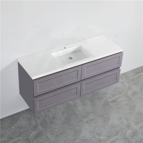 600-1500Mm Wall Hung Pvc Vanity With Matt Grey Finish For Bathroom Cabinet Only&Ceramic/Poly Top