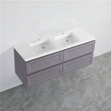 600-1500Mm Wall Hung Pvc Vanity With Matt Grey Finish For Bathroom Cabinet Only&Ceramic/Poly Top