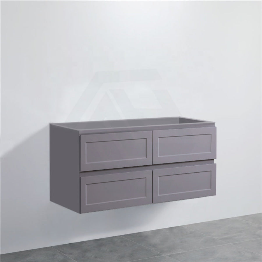 600-1500Mm Wall Hung Pvc Vanity With Matt Grey Finish For Bathroom Cabinet Only&Ceramic/Poly Top