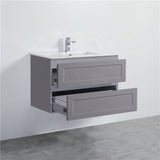 600-1500Mm Wall Hung Pvc Vanity With Matt Grey Finish For Bathroom Cabinet Only&Ceramic/Poly Top