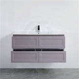 600-1500Mm Wall Hung Pvc Vanity With Matt Grey Finish For Bathroom Cabinet Only&Ceramic/Poly Top