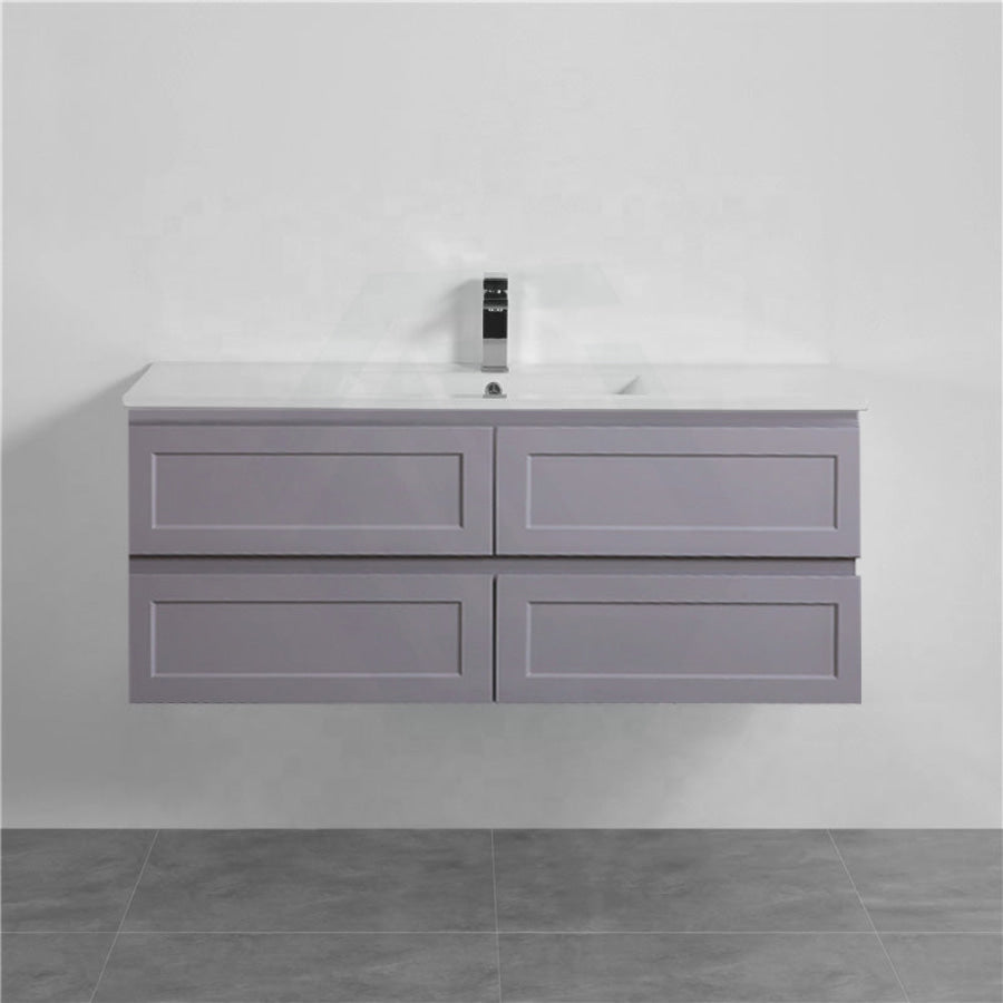 600-1500Mm Wall Hung Pvc Vanity With Matt Grey Finish For Bathroom Cabinet Only&Ceramic/Poly Top