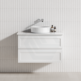 600-1500Mm Wall Hung Pvc Vanity With Matt White Finish Shaker Style Cabinet Only & Ceramic/Poly Top