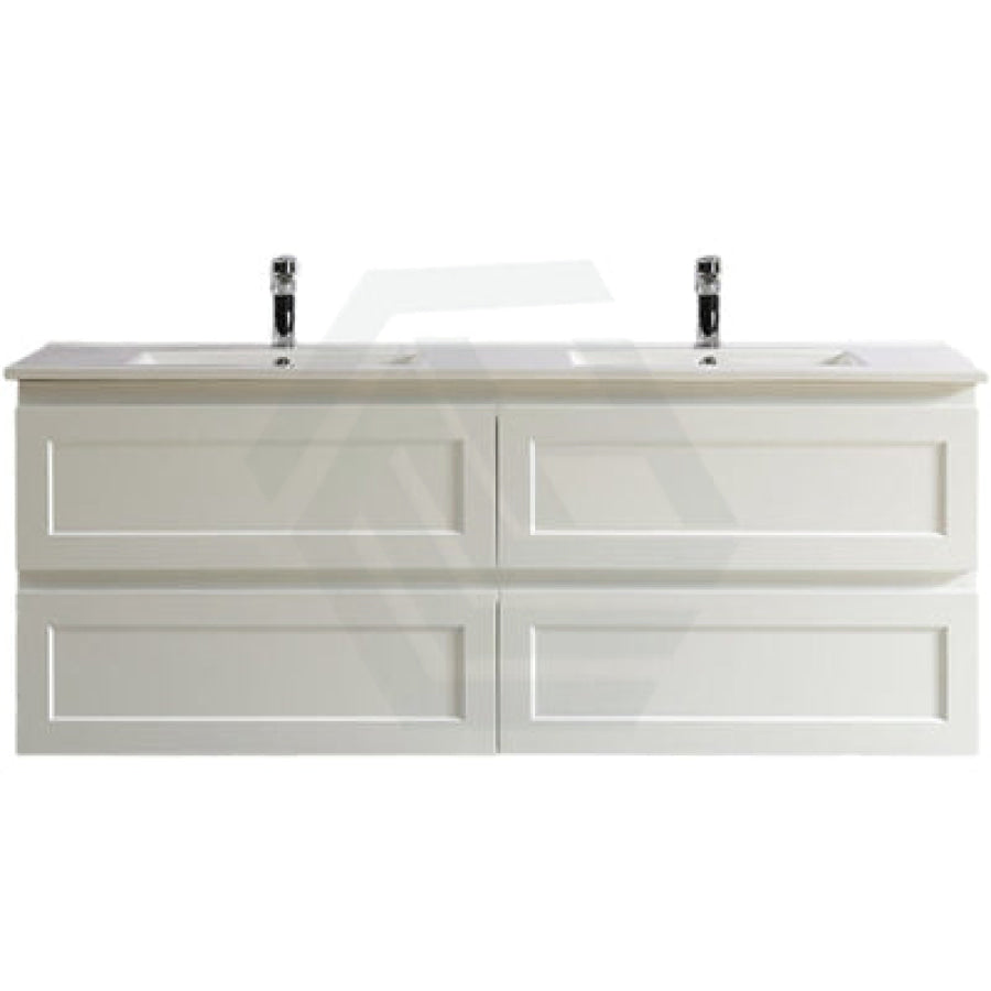 600-1500Mm Wall Hung Pvc Vanity With Matt White Finish For Bathroom Cabinet Only & Ceramic/Poly Top