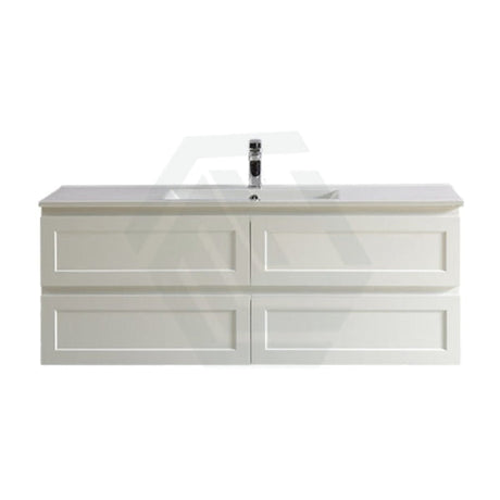 600-1500Mm Wall Hung Pvc Vanity With Matt White Finish For Bathroom Cabinet Only & Ceramic/Poly Top