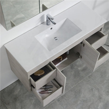 600-1500Mm Wall Hung Vanity Concrete Grey Finish Plywood Cabinet Only For Bathroom Vanities