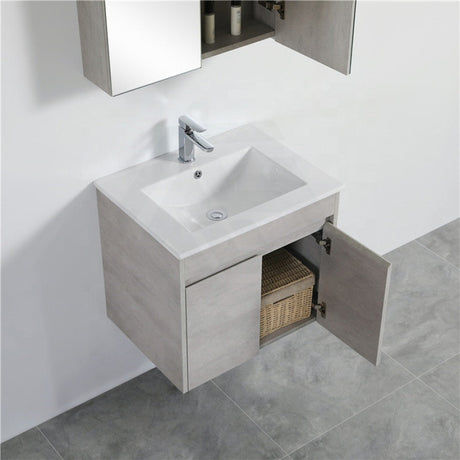 600-1500Mm Wall Hung Vanity Concrete Grey Finish Plywood Cabinet Only For Bathroom Vanities