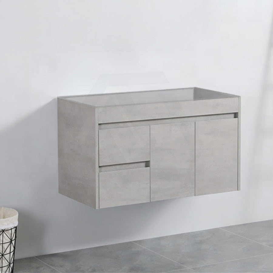 600-1500Mm Wall Hung Vanity Concrete Grey Finish Plywood Cabinet Only For Bathroom Vanities