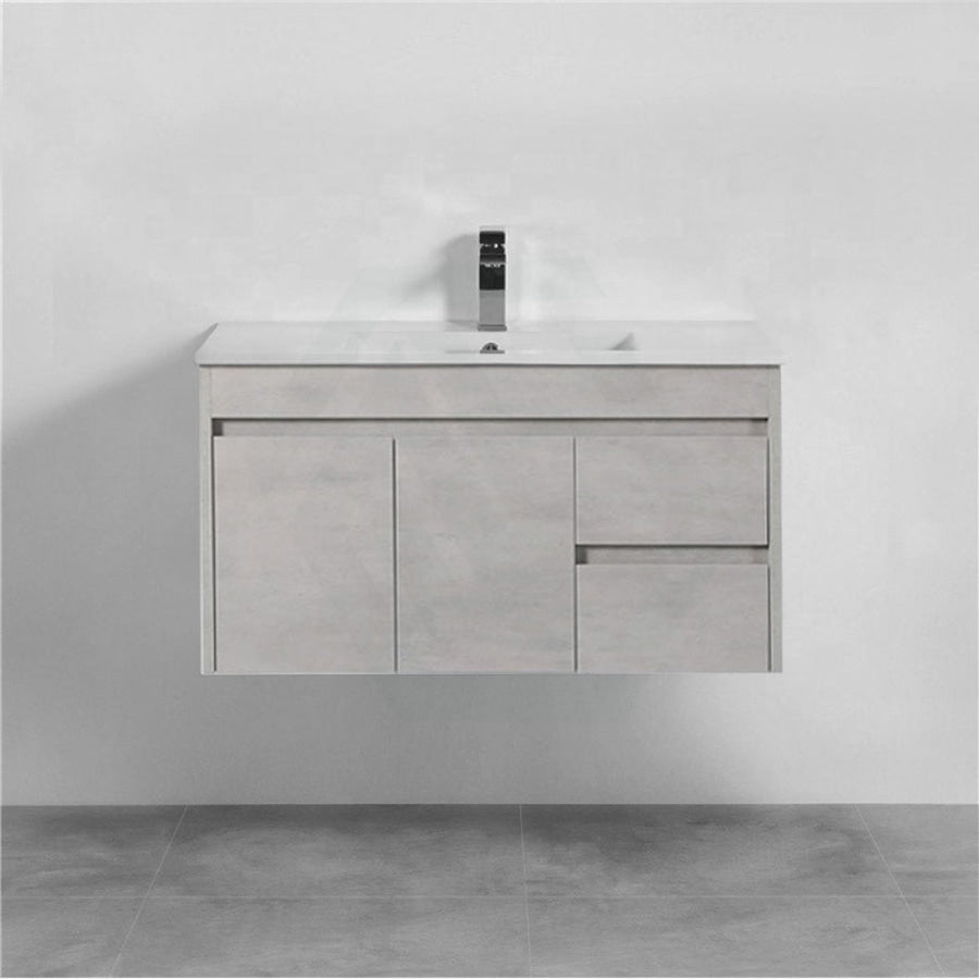 600-1500Mm Wall Hung Vanity Concrete Grey Finish Plywood Cabinet Only For Bathroom Vanities