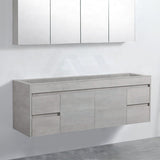 600-1500Mm Wall Hung Vanity Concrete Grey Finish Plywood Cabinet Only For Bathroom 1500Mm -