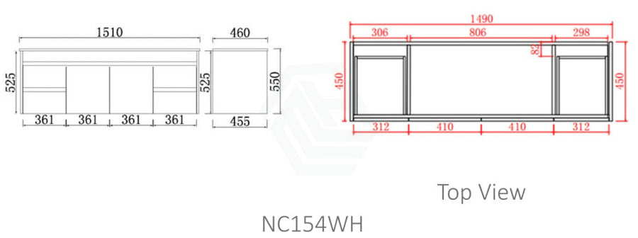 600-1500Mm Wall Hung Vanity Concrete Grey Finish Plywood Cabinet Only For Bathroom Vanities