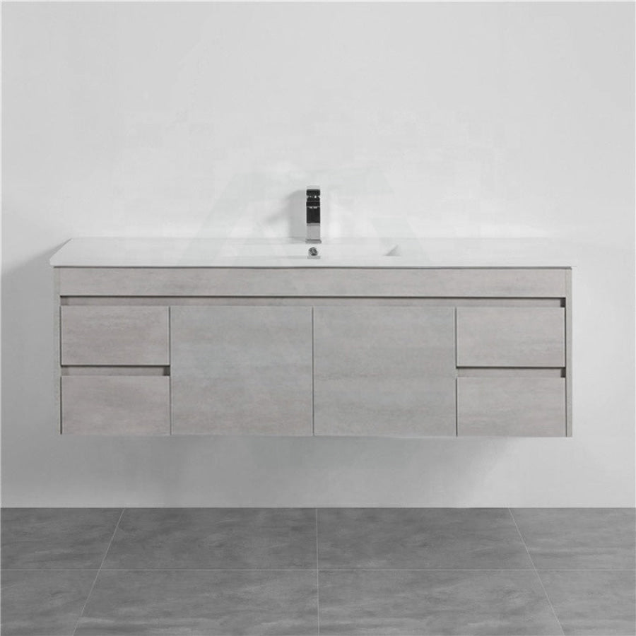 600-1500Mm Wall Hung Vanity Concrete Grey Finish Plywood Cabinet Only For Bathroom Vanities