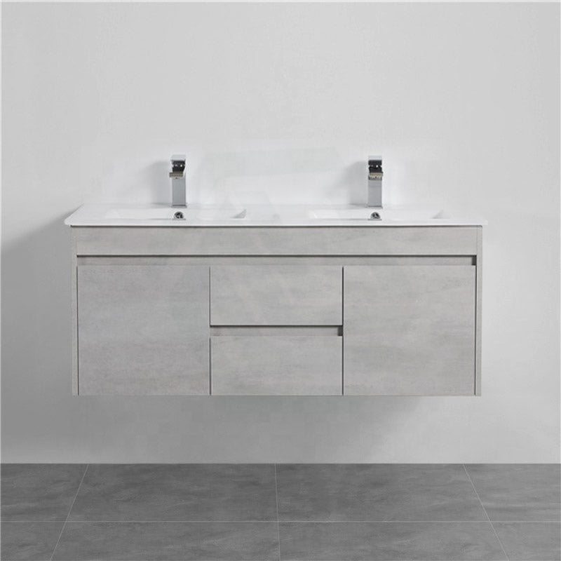 600-1500Mm Wall Hung Vanity Concrete Grey Finish Plywood Cabinet Only For Bathroom Vanities