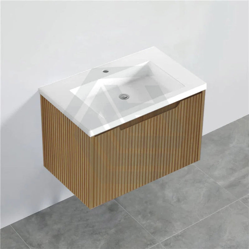 600-1500Mm Wall Hung Vanity Fluted Style American Oak Color Pvc Coating Bathroom Vanities