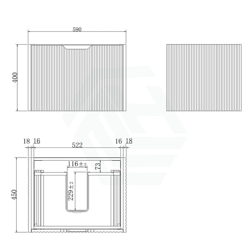 600 - 1500Mm Wall Hung Vanity Fluted Style American Oak Color Pvc Coating Bathroom Vanities