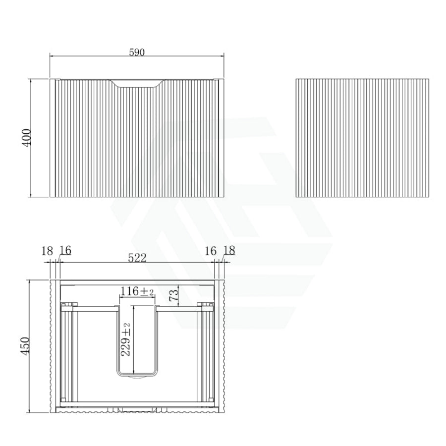 600 - 1500Mm Wall Hung Vanity Fluted Style Brown Oak Color Pvc Coating 600Mm / Cabinet Only Vanities