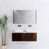 600-1500Mm Wall Hung Vanity Fluted Style Brown Oak Color Pvc Coating Bathroom Vanities