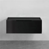 600-1500Mm Wall Hung Vanity Fluted Style Matt Black Color Pvc Coating Bathroom Vanities