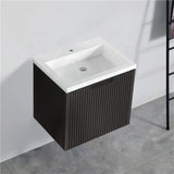 600-1500Mm Wall Hung Vanity Fluted Style Matt Black Color Pvc Coating Bathroom Vanities