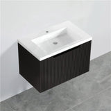 600-1500Mm Wall Hung Vanity Fluted Style Matt Black Color Pvc Coating Bathroom Vanities