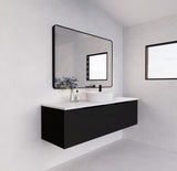 600-1500Mm Wall Hung Vanity Fluted Style Matt Black Color Pvc Coating Bathroom Vanities