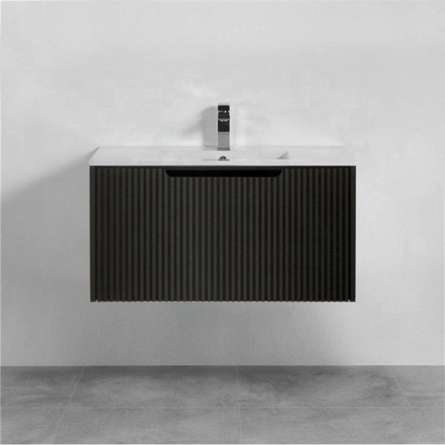 600-1500mm Wall Hung Vanity Fluted Style Matt Black - MyHomeware