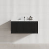 600-1500Mm Wall Hung Vanity Fluted Style Matt Black Color Pvc Coating Bathroom Vanities